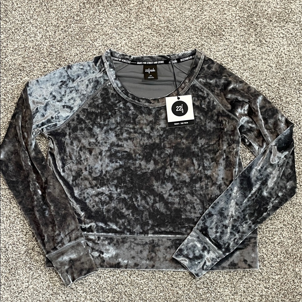NWT 22Fresh Silver Velour Top
